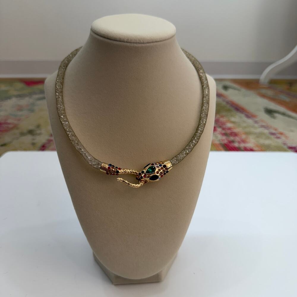 Rhinestone Snake Statement Necklace
